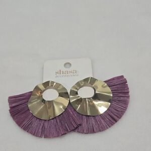 Shasa Gold and Purple Statement Earrings